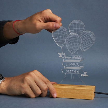 Birthday Ballons Lamp with Name & Date