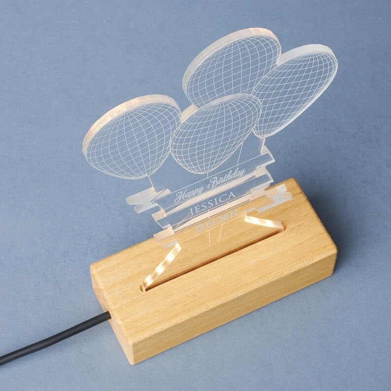 Birthday Ballons Lamp with Name & Date
