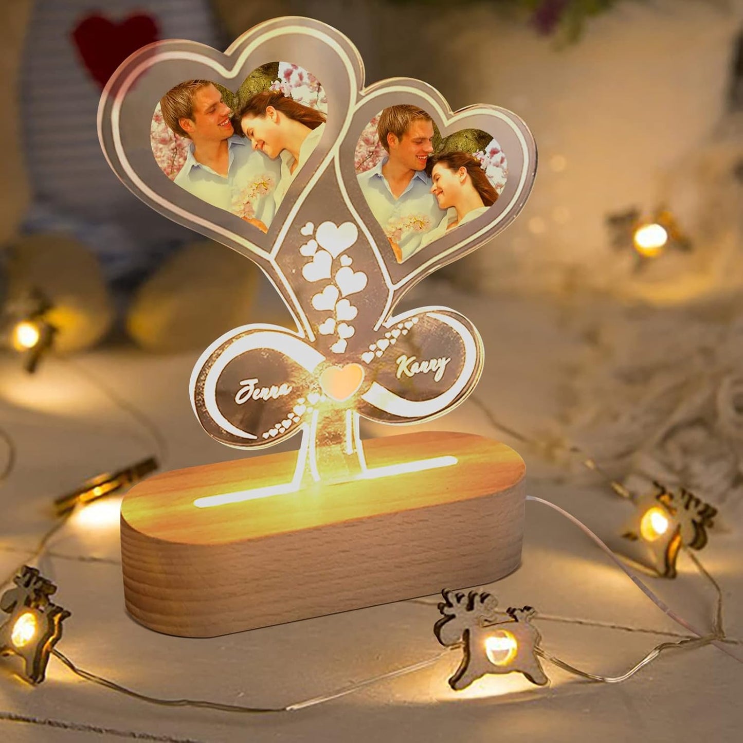 Heart Lamp with Photo & Name