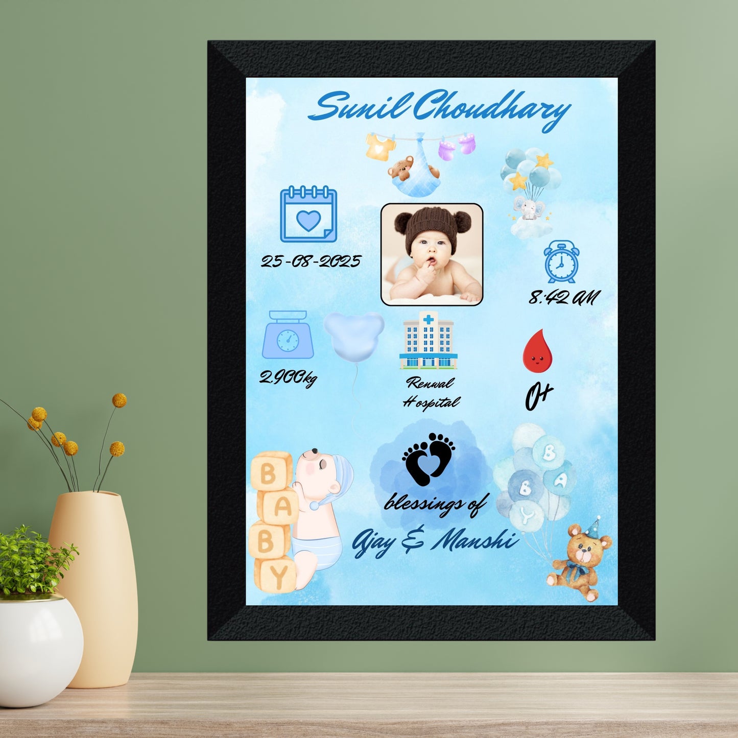 Customized Cute Baby Born Photo Frame